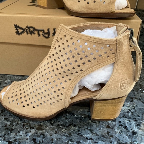 Open Toe Laser Cut Genuine Suede Booties - Picture 4 of 8